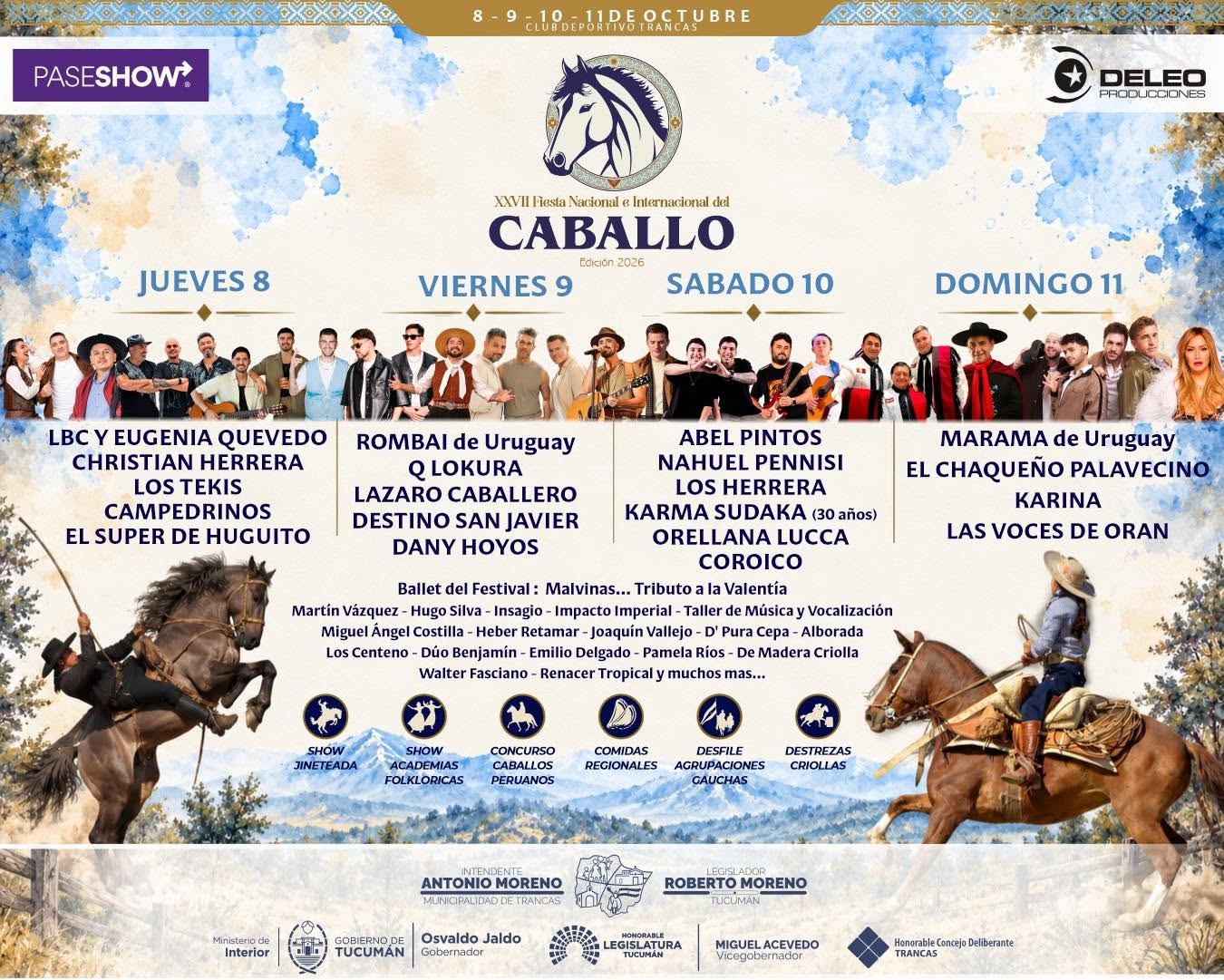 Afiche oficial de la XXVII Fiesta Nacional e Internacional del Caballo, Trancas, 8 al 11 de octubre